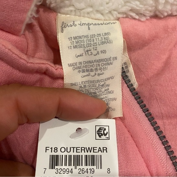 First Impressions Baby Boys & Girls Hooded Footed Bunting Snowsuit 12m pink NWT - Picture 3 of 6